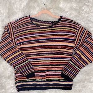Hand Knit Colorful Striped Oversized Sweater (Princess Polly Inspired)
